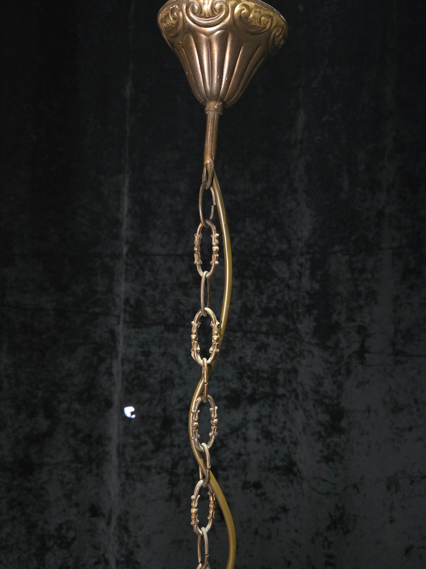 Fabulous Vintage Italian 8 Arm Brass Flower Crystal Chandelier Ceiling Light
