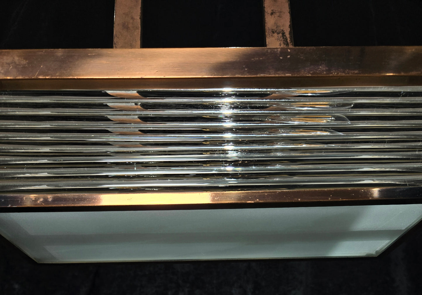 Heavy Antique French Art Deco Henri Petitot Atelier Copper 2 Light Chandelier
