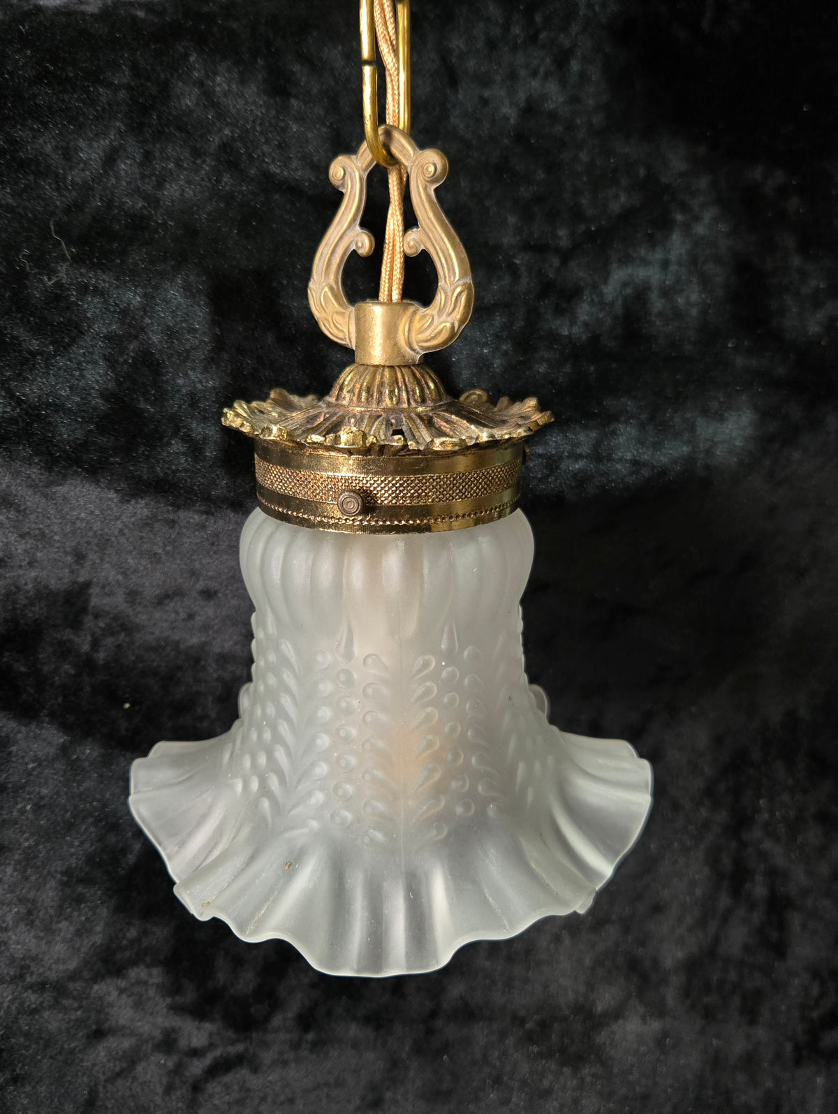 Fabulous Vintage French 3 Light Cherub Brass and Spelter Chandelier with Shades