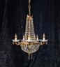 Traditional Antique French 5 Arm 6 Light Crystal Brass Montgolfiere Chandelier