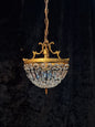 Lovely Vintage French 1 Light Brass Crystal Half Bag Montgolfiere Chandelier