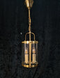 Classical Vintage French Cylinder Glass Brass 2 Light Lantern Hallway Light