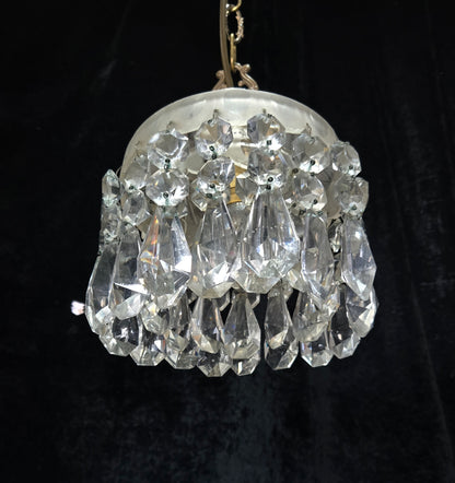 Classical Antique Czech 2 Tier Crystal Glass Brass Pendant Light Chandelier