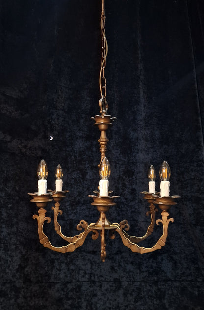 Decorative Heavy Antique Solid Brass Italian Gothic Style Chandelier Light
